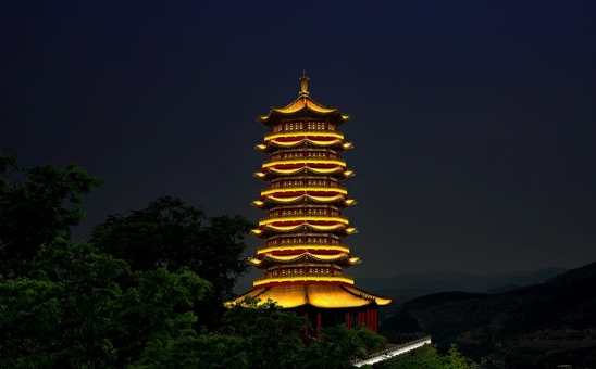 仿古八角塔夜景照明設計